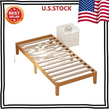 Wood Bed Frame Twin Size, 12in Wooden Platform Bed Frame Mattress Foundation