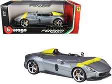 Ferrari Monza SP1 Silver Metallic with Yellow Stripes 1/18