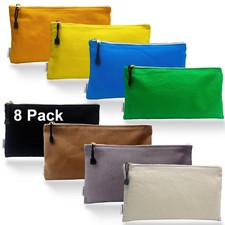 8 Pack Canvas Tool Bag Zipper Pouch - Heavy Duty 16 oz. Canvas Tools Utility ...