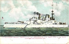 USA U. S. Battleship Oregon Launched San Francisco California Vintage Postcard