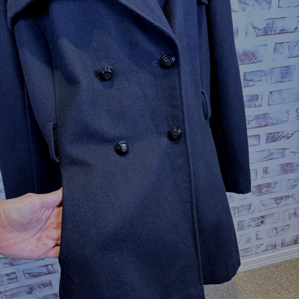 Abrigo Via Spiga Mujer Mezcla Lana Guisante Talla 16W Negro Doble Pecho Clásico Foto 4 de 4