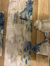 3 pc blue Snowman Bath Largest, NIB