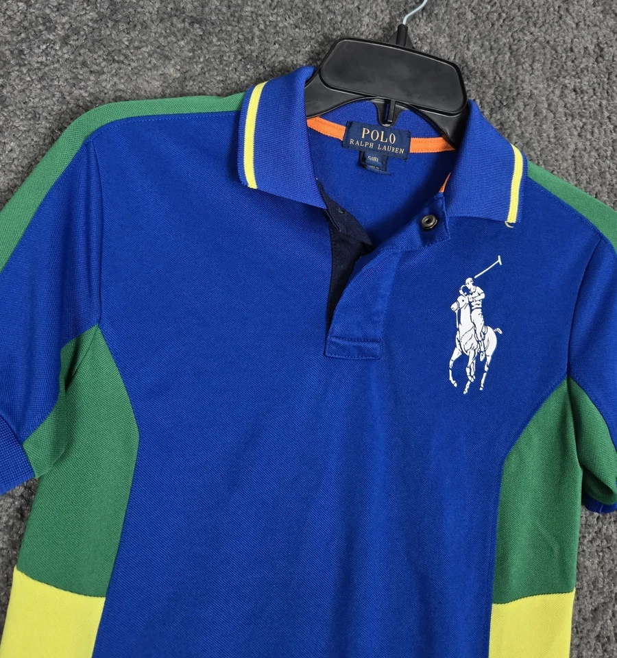 Polo Ralph Lauren Shirt Youth Boys Size 8 Small Big Pony Polo Colorblock Logo - Image 2 of 4