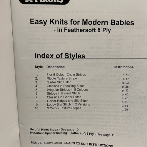 Patons Baby Knitting Pattern Book 1251 - EASY KNITS - 10 styles 0 to 18 Mths 8Pl - Picture 4 of 16
