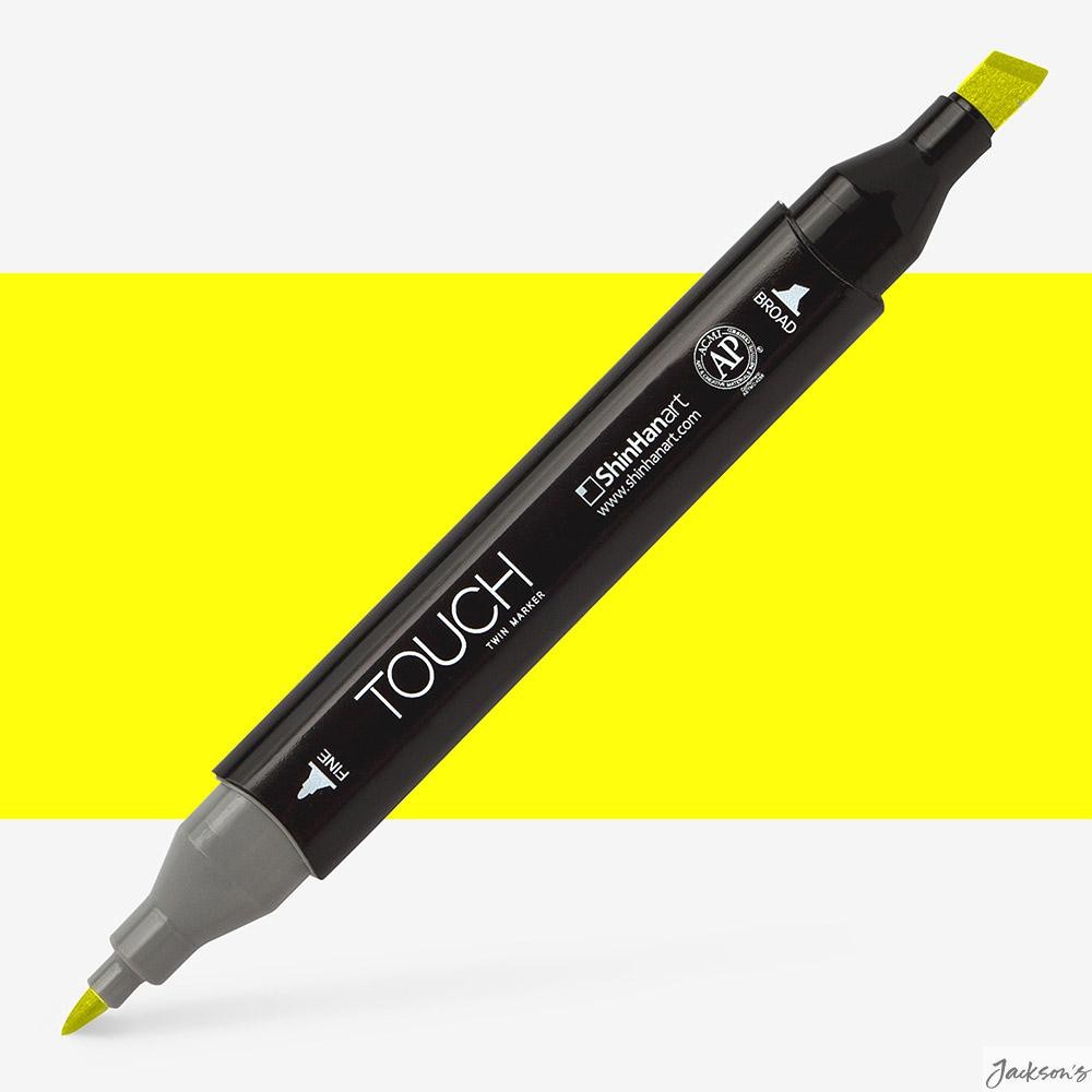 ShinHan Touch Twin Marker Pen Alcohol Based Fluorescent Yellow F123 Illustration
