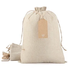 Burlap Bags with Drawstring - 10Pcs 10x14 Gift Sacks for Wrapping Christmas F...