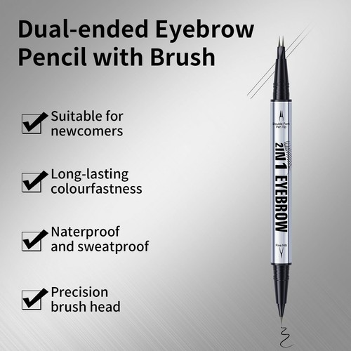 Eye Brow Pencils for Women Brown,2-in-1 Dual-Ended Eye Brow Pencil with 2-For... - Picture 3 of 7