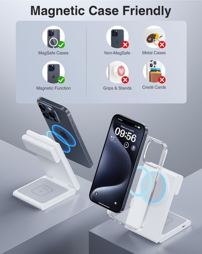 3 in 1 Foldable Magnetic Wireless Charging Station with PD 20W USB-C Adapter, Co - 第 7/9 張圖片