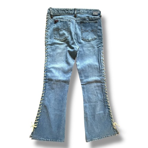 Rare Vintage Y2K Mudd Yo! Schnürjeans Low Rise Flare Bell Bottoms Hip Hugger - Bild 2 von 7