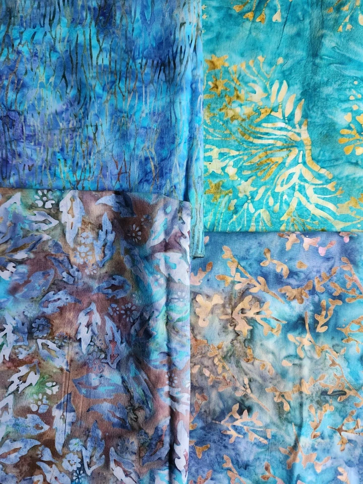 Lote de 8 cuartos de grasa batik tela acolchada Foto 2 de 3