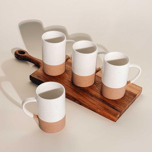 Ceramics 12oz Coffee Mug Set of 4 - Ceramic Tea Cups with Handle - Microwave ... - Picture 5 of 8