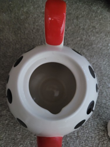 Whittard of Chelsea Seed Pod Ceramic Teapot Handpainted Red White & Black - Picture 7 of 9