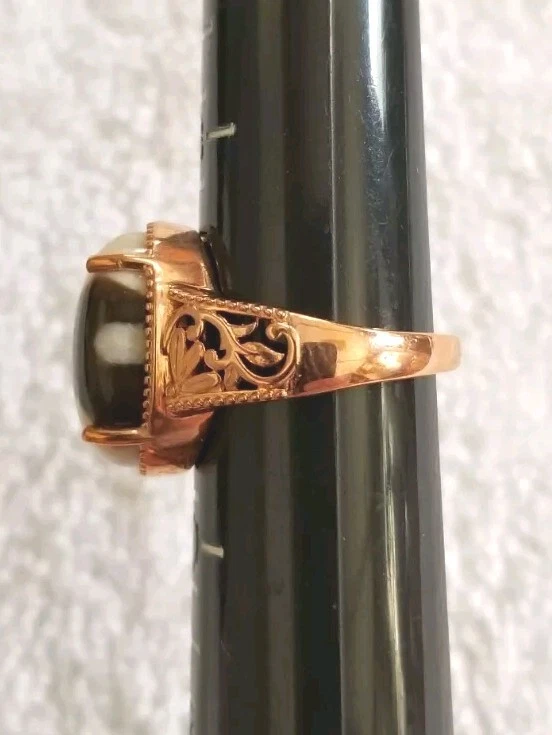 Anillo de jaspe de madera de cacahuete marrón beige imanes superpuestos talla 9 Foto 4 de 4