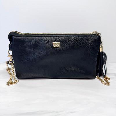 Dress Barn Crossbody Mini Handbag Wallet, Black Gold
