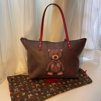 Etro Teddy Bear Leather Shoulder Tote Bag Limited Women Rare Luxury Designer Mod