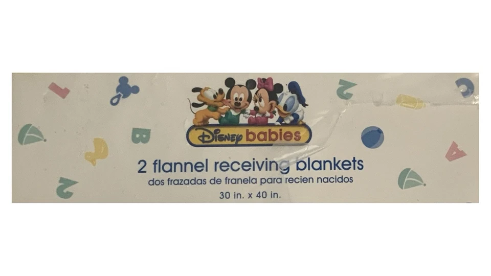 Vtg Disney Babies 2 Flannel Receiving Blankets 30x40” - Little Bedding - NEW! - Image 4 of 4