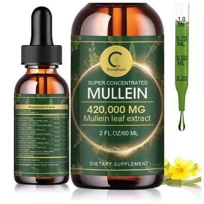 GPGP GREENPEOPLE Mullein Leaf Extract Drops For Lungs Health-60ml Lung Cleansing&Mucus Relief