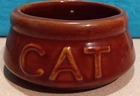Vintage ART POTTERY PLUM CAT BOWL Ceramic Sloped Side Round McCOY 1940s RARE