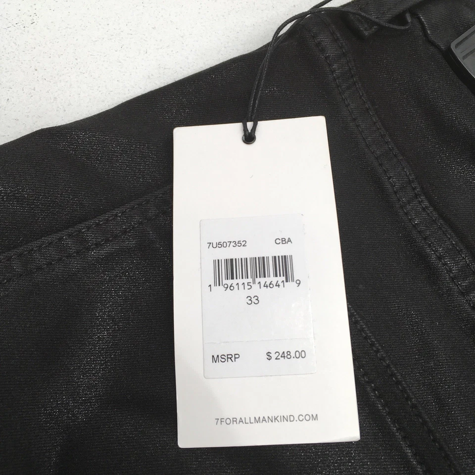7 for All Mankind Ultra High-Rise Skinny Boot in Coated Black Women Size33x34NWT - Image 3 of 3