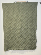 EUC Pottery Barn Kids Belgian Flax Linen Baby Toddler Quilt Green 36x50