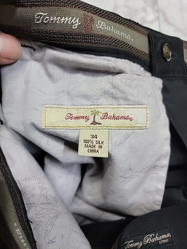 Tommy Baham Cargo 100% Silk Performance Black Golf Trouser Pants Men's 34x30 - Picture 10 of 14