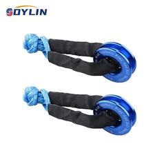 2x Heavy Duty Recovery Ring Snatch Block Pulley+ 2x Soft Shackle Tow Winch Rope