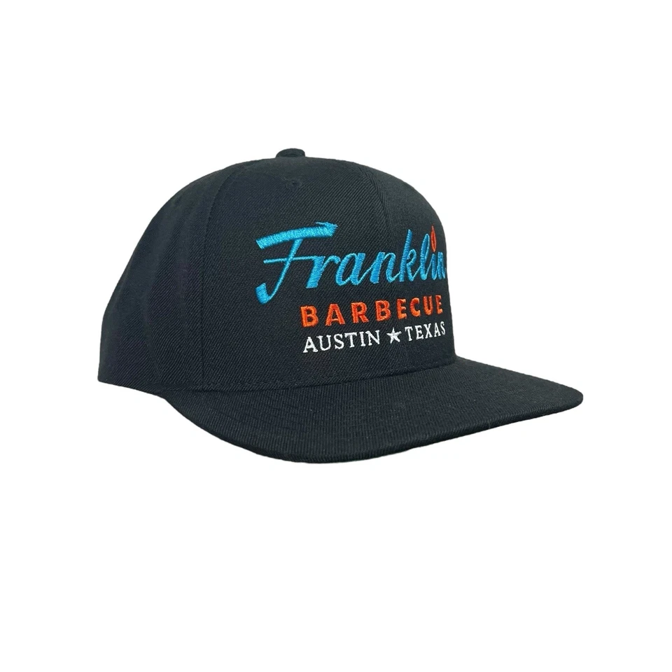 Gorra Franklin Barbacoa Austin Texas Barbacoa Negra Snapback Azul Naranja Escritura Foto 2 de 4