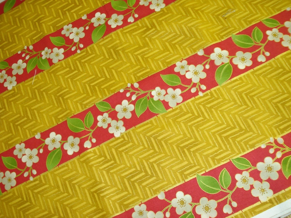 1 of 6 yds 2011 ANDOVER FABRIC Jubilee Floral gold emboss Quilt Craft 44"w BTY - Image 2 of 4