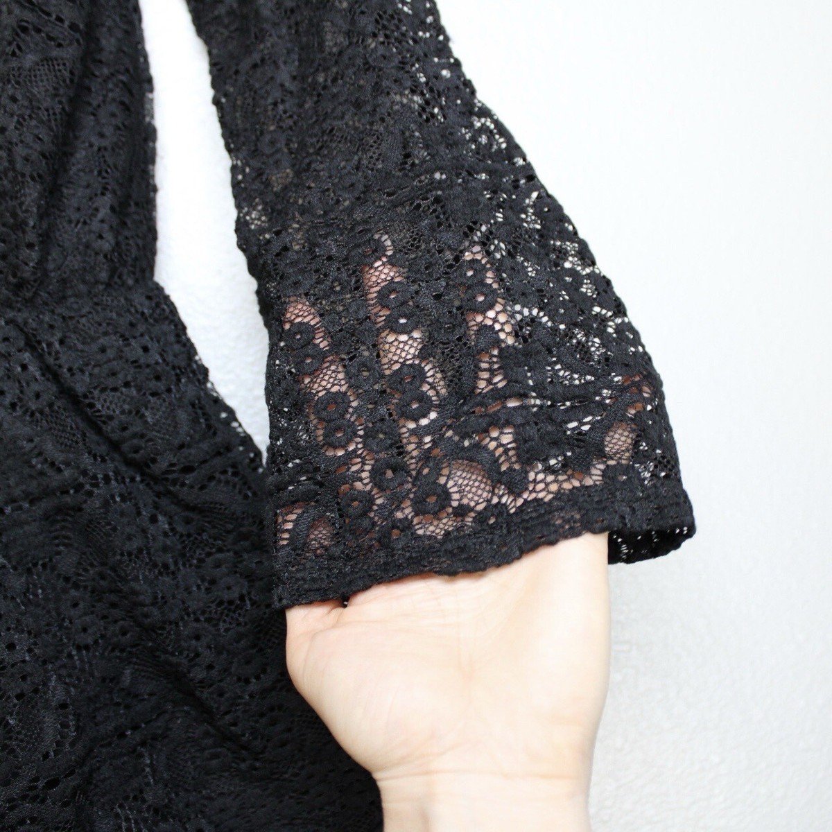 Interi Lace Romper Size Small Black One Piece Flare Sleeve
