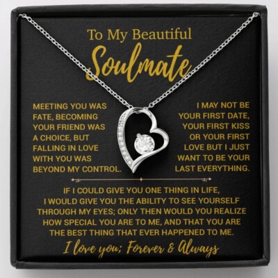 To My Soulmate Necklace, Valentines Day Gift, Gift For Wife, Anniversary Gift