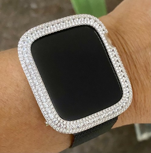 Bling Apple Watch SERIE 4/5/6/SE Lunetta faccia caso Zirconi Cubici Argento  Diamante 44 millimetri | eBay