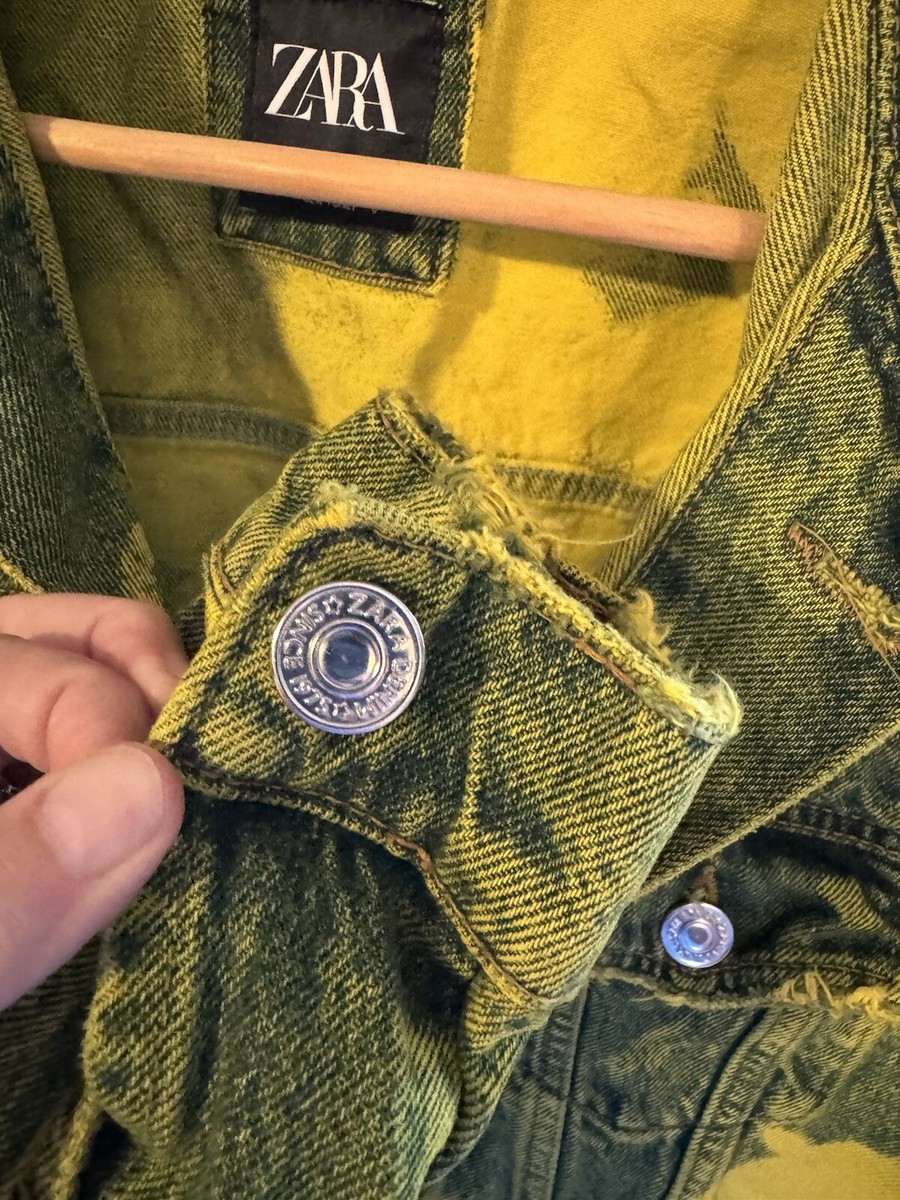ジャケット Golden DENIM DISTRESSED JACKET Zara Men's Yellow Dyed Denim Distressed Jean Jacket Size