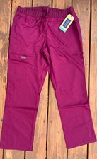 Cherokee Scrubs Revolution Modern Classic Petite Burgundy Drawstring Pant Medium