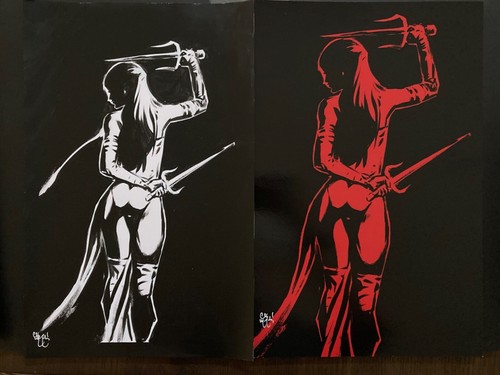 ELEKTRA ACRYLIC PAINTING MARVEL MCJUNKIN Original Art 11x17 2026 SALE!