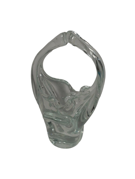 Action International LTD. Clear Blown Glass Basket Vase. China Republic