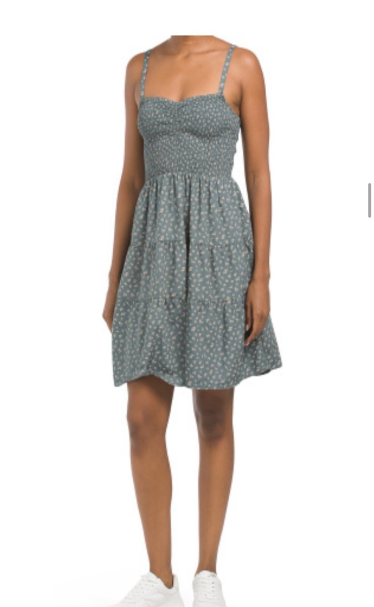 Madewell Tucker Tie Strap Mini Dress Sage Green Ditsy Floral Pockets Size XXS Madewell Tucker Tie Strap Mini Dress Sage Green Ditsy Floral Pockets Size XXS