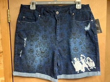 DISNEY PARKS HAUNTED MANSION WOMENS JEAN SHORTS SIZE LARGE FREE SHIPPING