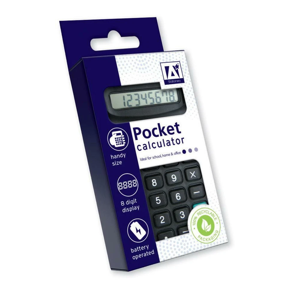 IG DESIGN GROUP Pocket Calculator - School Office Desk 8 Digit Display Battery Powered Home Math