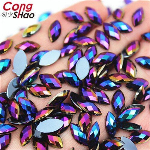 Acrylic AB Rhinestones Eye Shape Crystal Bead Flat Back 3D Nail Art Decor 5*10mm - Picture 12 of 26