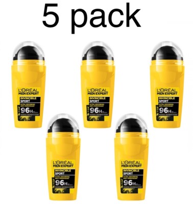 5 x LOREAL MEN EXPERT INVINCIBLE SPORT roll on deodorant 1.7fl.oz /50ml