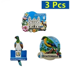 3 Pack of Guatemala Fridge Magnets Flag, Home, Bird Patriotic, Souvenirs, Gifts