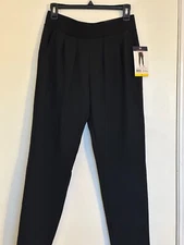 Women's Black Pants Black  Front Pull on Ponte Pants Size S C382