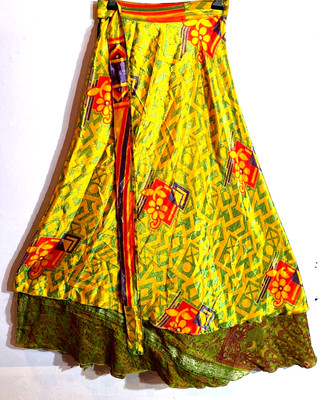 Incredible-art Vintage Silk Sari Magic Wrap Skirt Reversible Double Layer skirt