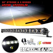 20" Inch Yellow+White Stobe Led Work Light Bar Truck 4WD ATV UTV Offroad Driving