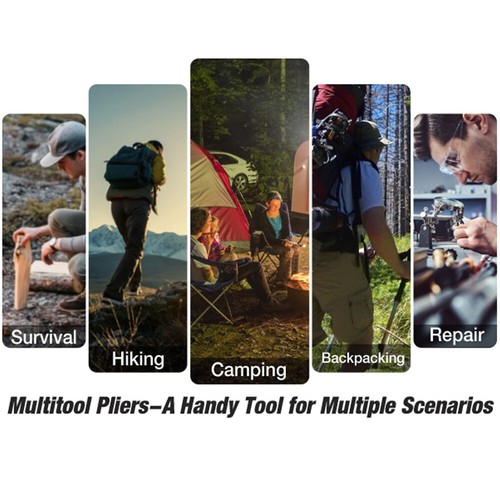 Flissa 16 in 1 Multitool Zange Tragbar Survival Outdoor Kompakt Klappmesser - Bild 9 von 13