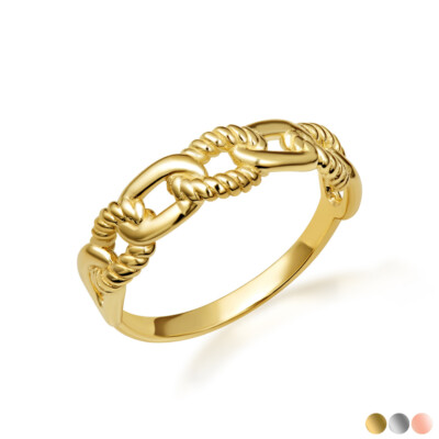 Gold Chain Link Band Ring (Available in Yellow/Rose/White Gold)