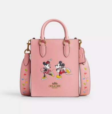 NWT Coach CN023 Disney X Coach North South Mini Tote with Ice Skate Motif Blush