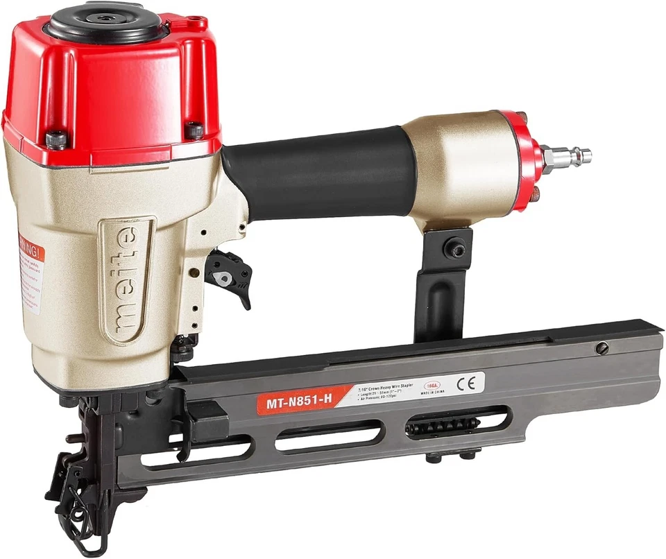 meite MT-N851H Pneumatic Staple Gun 16 Gauge 7/16" Crown 1" to 2" Heavy Duty
