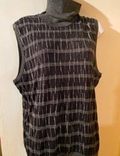 Carlisle Vintage Black Shimmer Turtle Neck,Silk/cotton/poly/metallic. Vtg Xxl