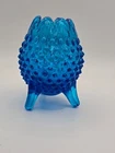 Vintage Fenton Glass - Colonial Cobalt Blue Hobnail 3 Footed Egg Shaped Vase